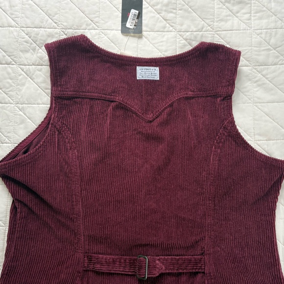 NWT Levi's Corduroy Button Front Dress XL Burgundy Plum Buckle Back Pinafore - Picture 9 of 12